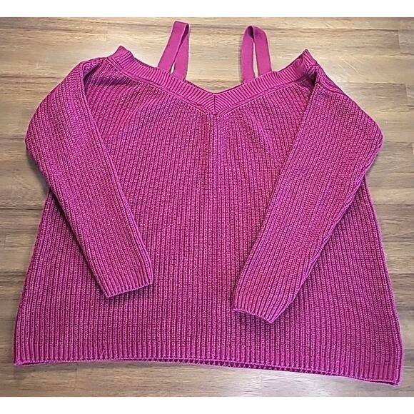 Torrid Plus 1X Pink Cold Shoulder Knit Sweater – Soft Cozy Fall Top EUC - Picture 2 of 6